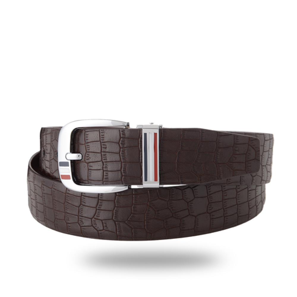 YEUNWOO cowhide Crocodile Pattern BELT x Round  Buckle